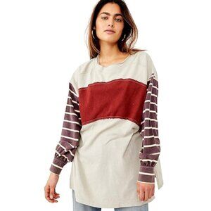 Free People We The Free Awesome Baggy Loose Stripe Long Sleeve Size XS